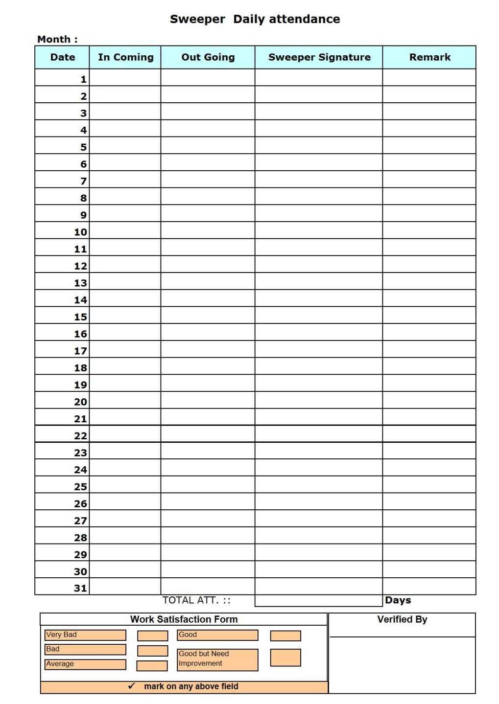 Well Designed Basic Attendance Sheet In Excel For Employee For Student Information Card Template