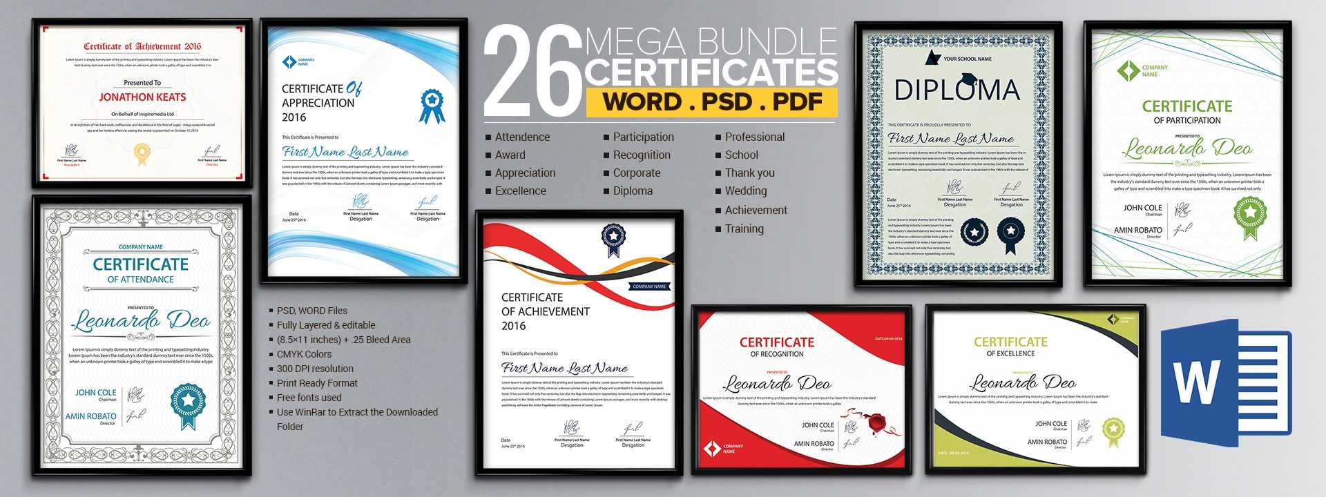 Word Certificate Template - 53+ Free Download Samples Intended For Template For Certificate Of Appreciation In Microsoft Word