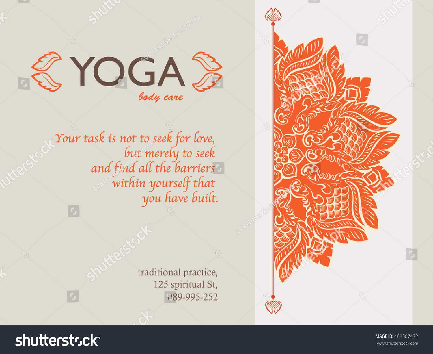 Yoga Gift Certificate Template Mandala Text Stock Vector Pertaining To Salon Gift Certificate Template