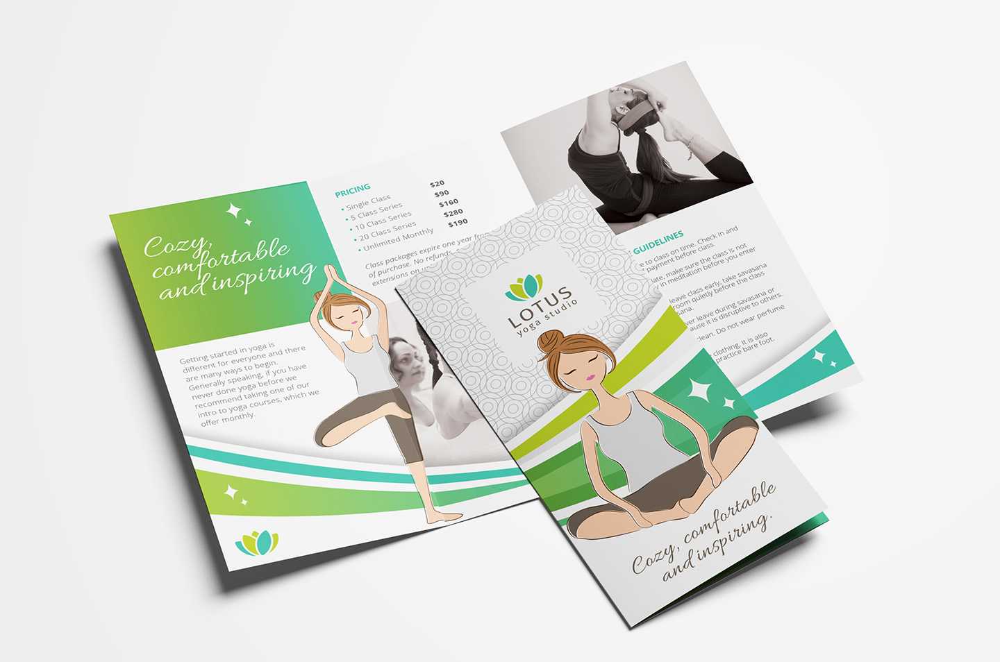 Yoga Studio Tri Fold Brochure Template In Psd, Ai & Vector With Tri Fold Brochure Template Illustrator